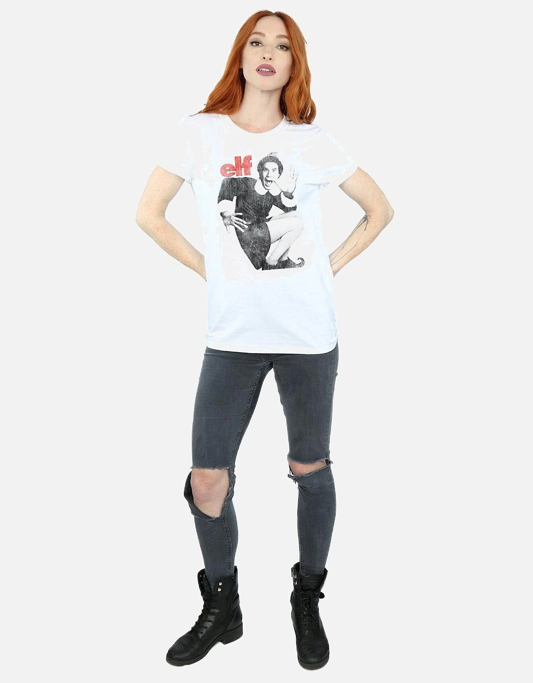 Womens/Ladies Mono Distressed Poster Cotton Boyfriend T-Shirt