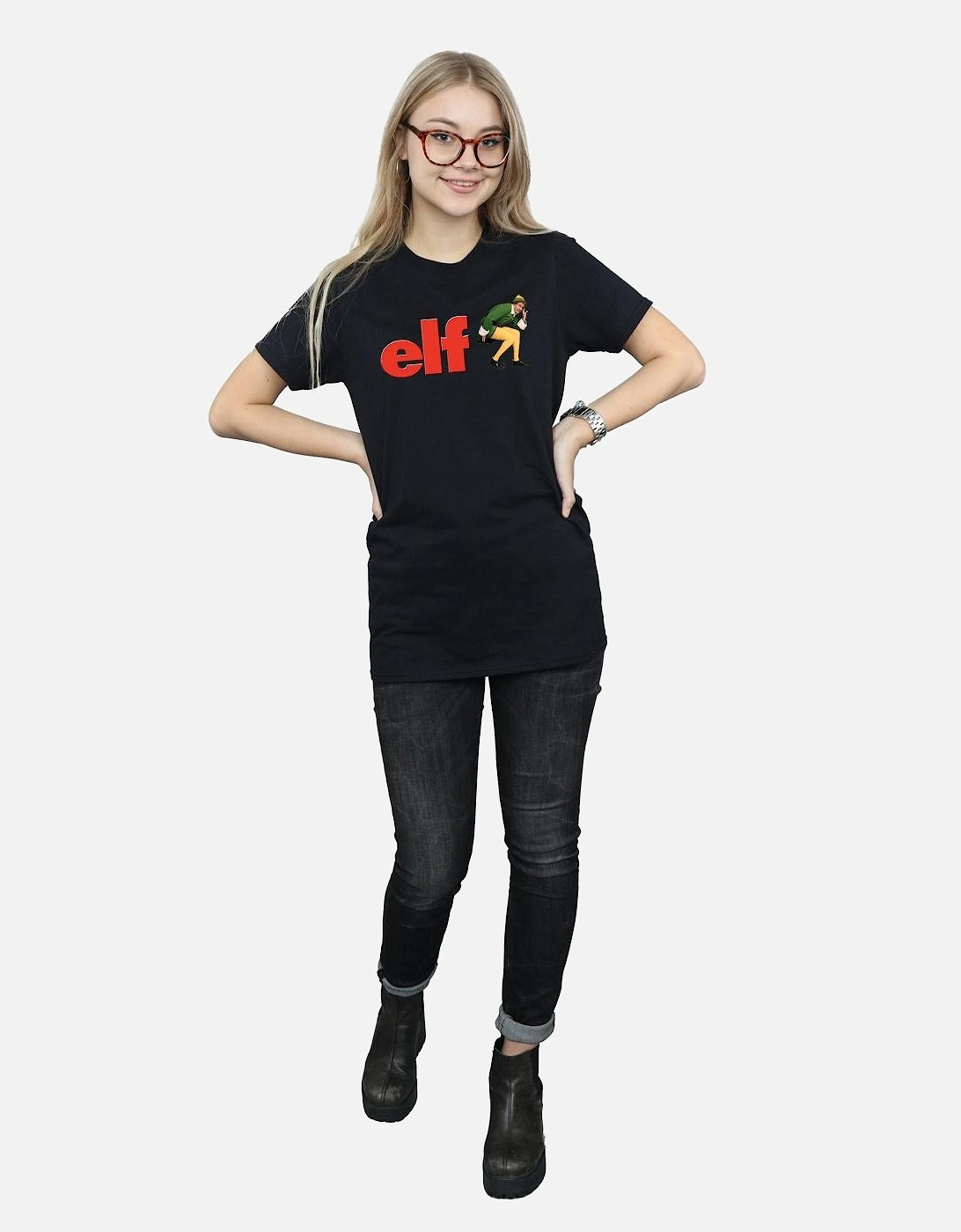 Womens/Ladies Crouching Logo Cotton Boyfriend T-Shirt