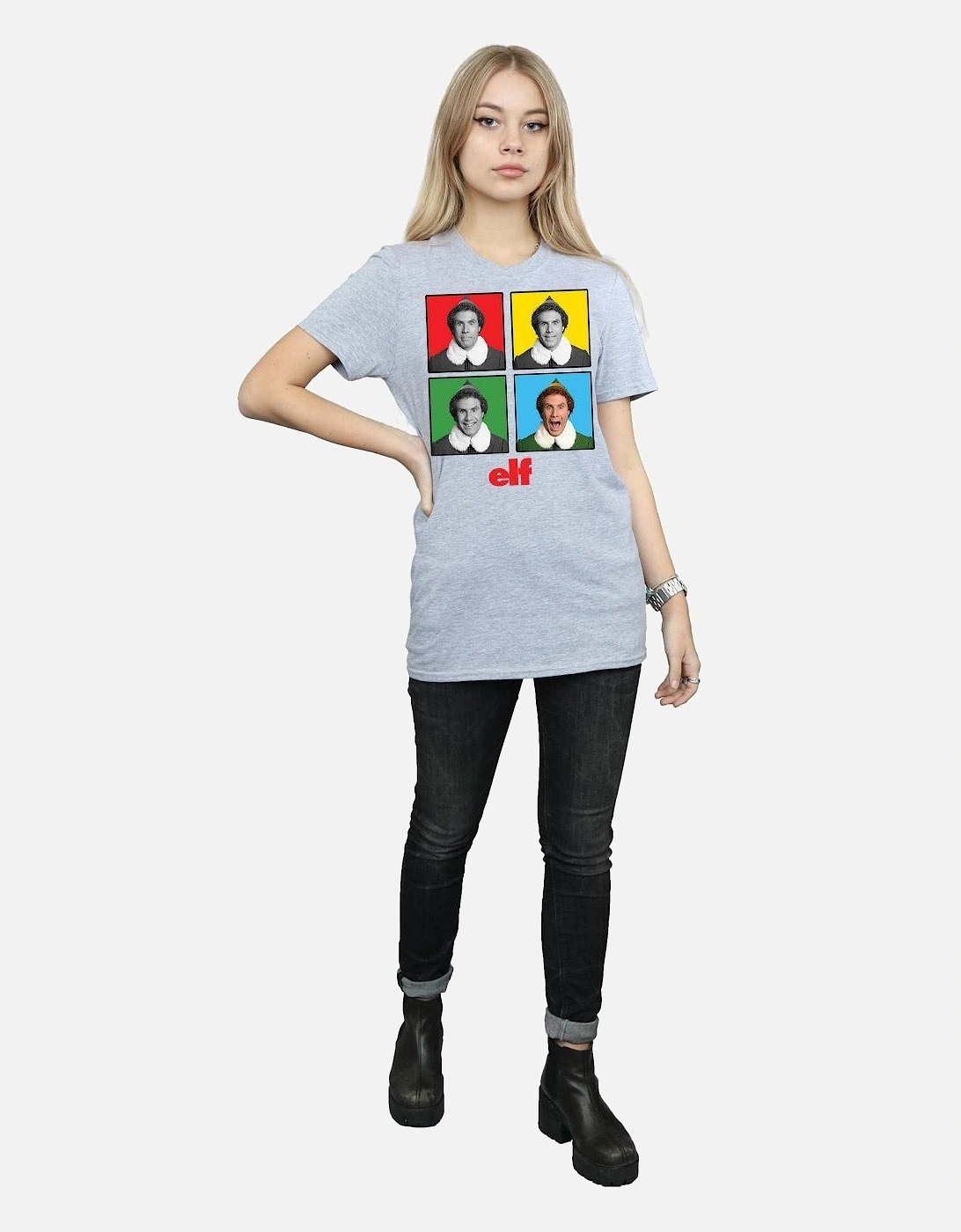 Womens/Ladies Four Faces Cotton Boyfriend T-Shirt