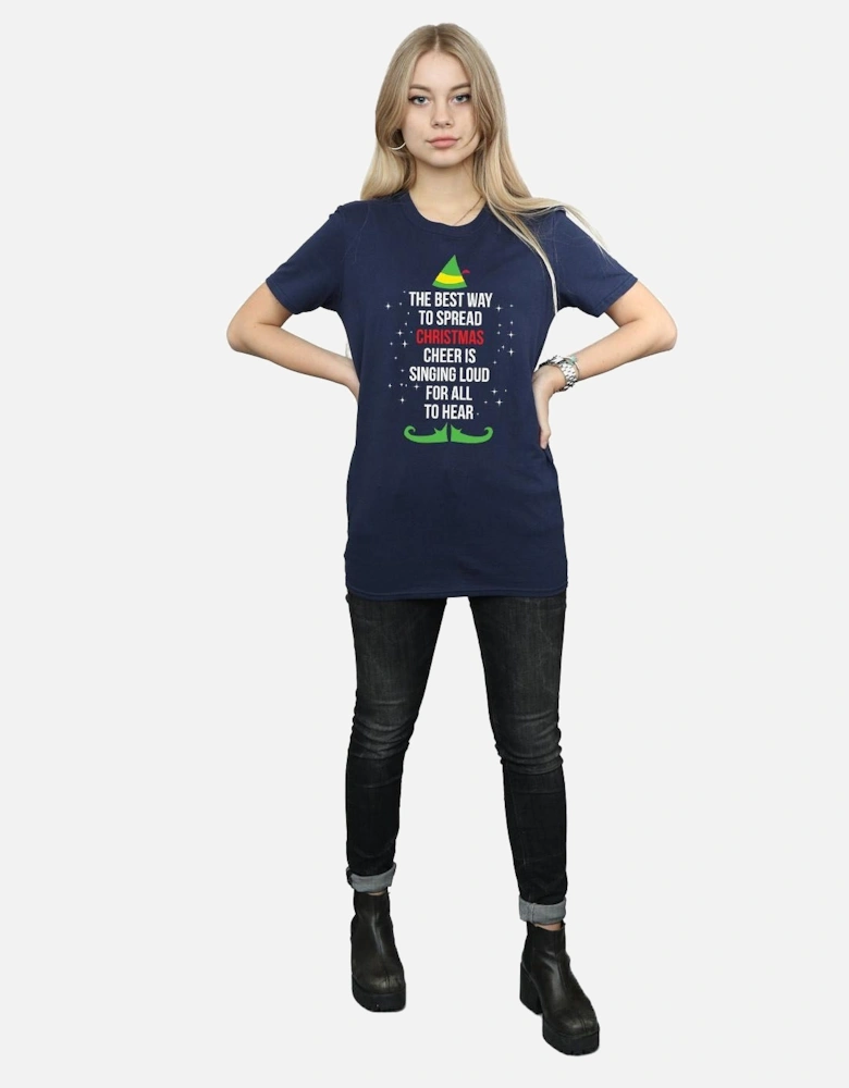 Womens/Ladies Christmas Cheer Text Cotton Boyfriend T-Shirt