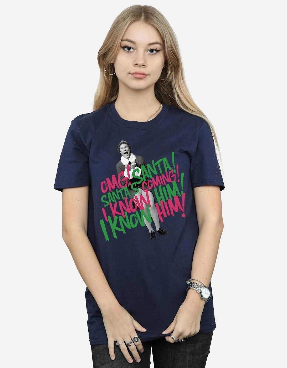 Womens/Ladies Santa?'s Coming Cotton Boyfriend T-Shirt