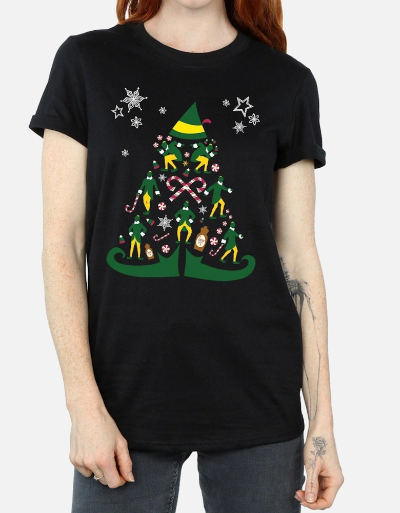 Womens/Ladies Christmas Tree Cotton Boyfriend T-Shirt