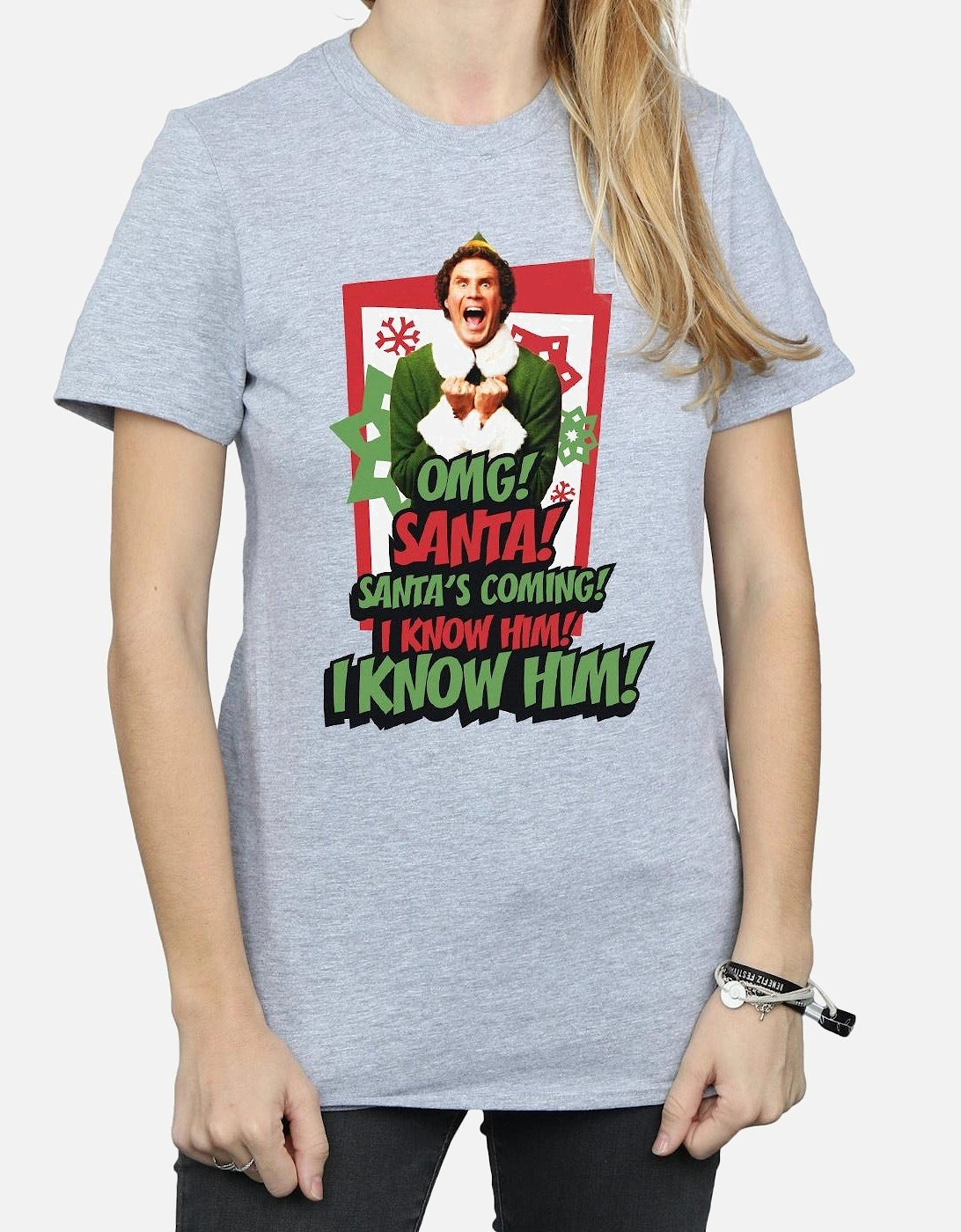 Womens/Ladies OMG Santa Cotton Boyfriend T-Shirt