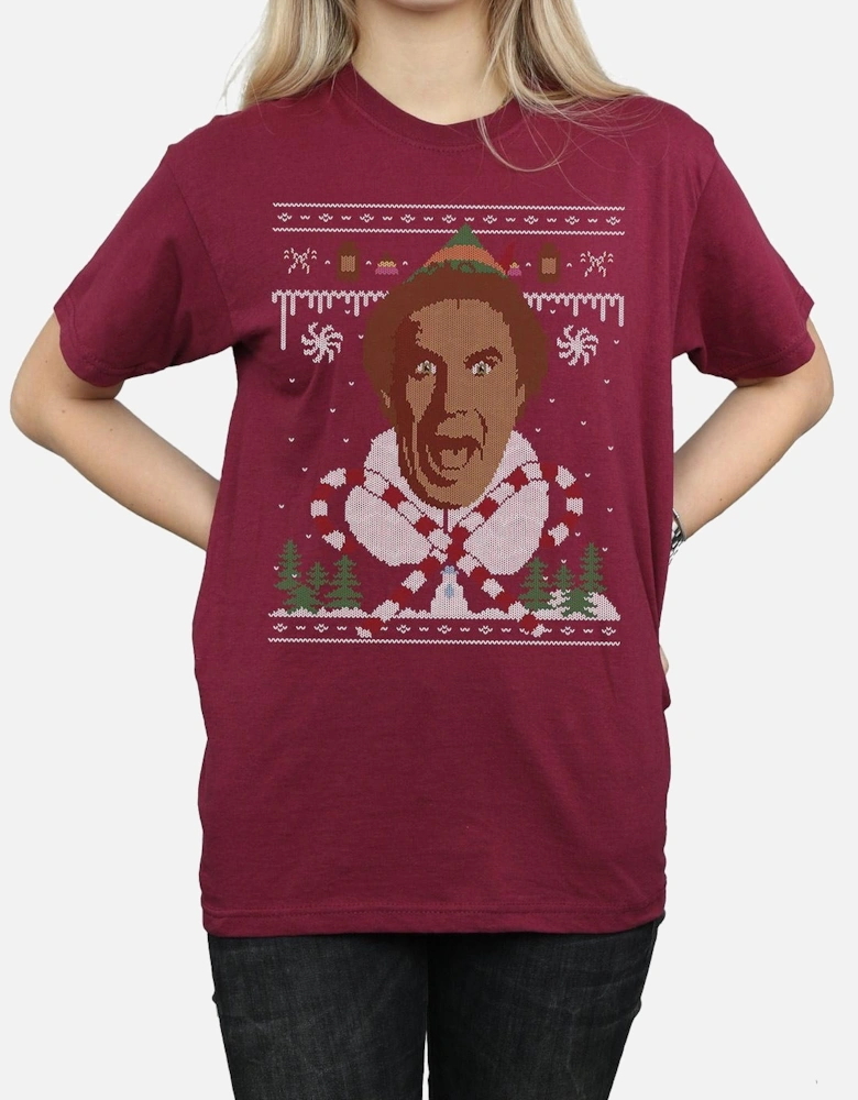 Womens/Ladies Christmas Fair Isle Cotton Boyfriend T-Shirt