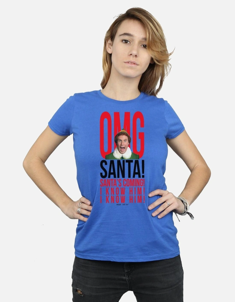 Womens/Ladies OMG Santa I Know Him Cotton T-Shirt