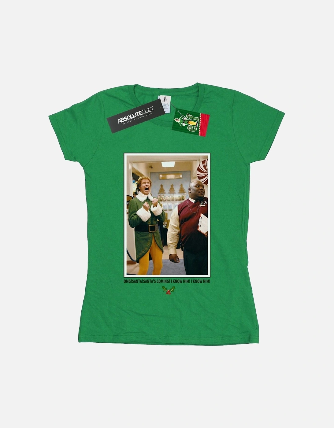 Womens/Ladies OMG Santa Photo Cotton T-Shirt