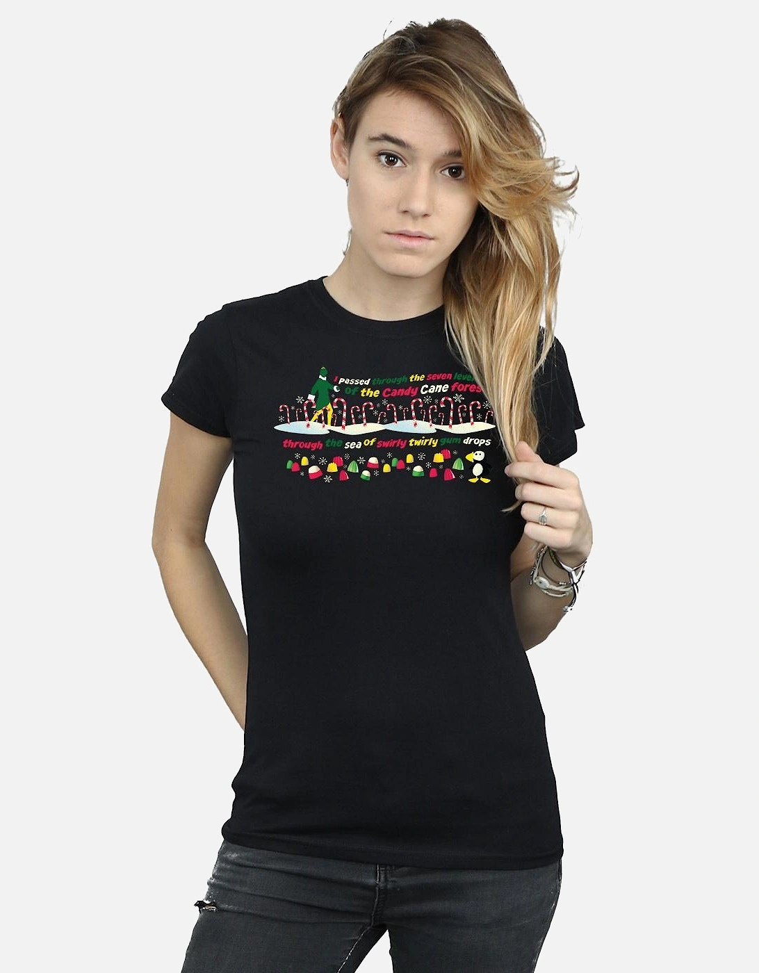Womens/Ladies Candy Cane Forest Cotton T-Shirt