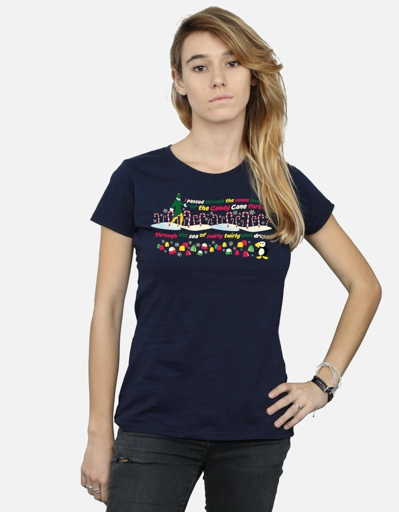 Womens/Ladies Candy Cane Forest Cotton T-Shirt