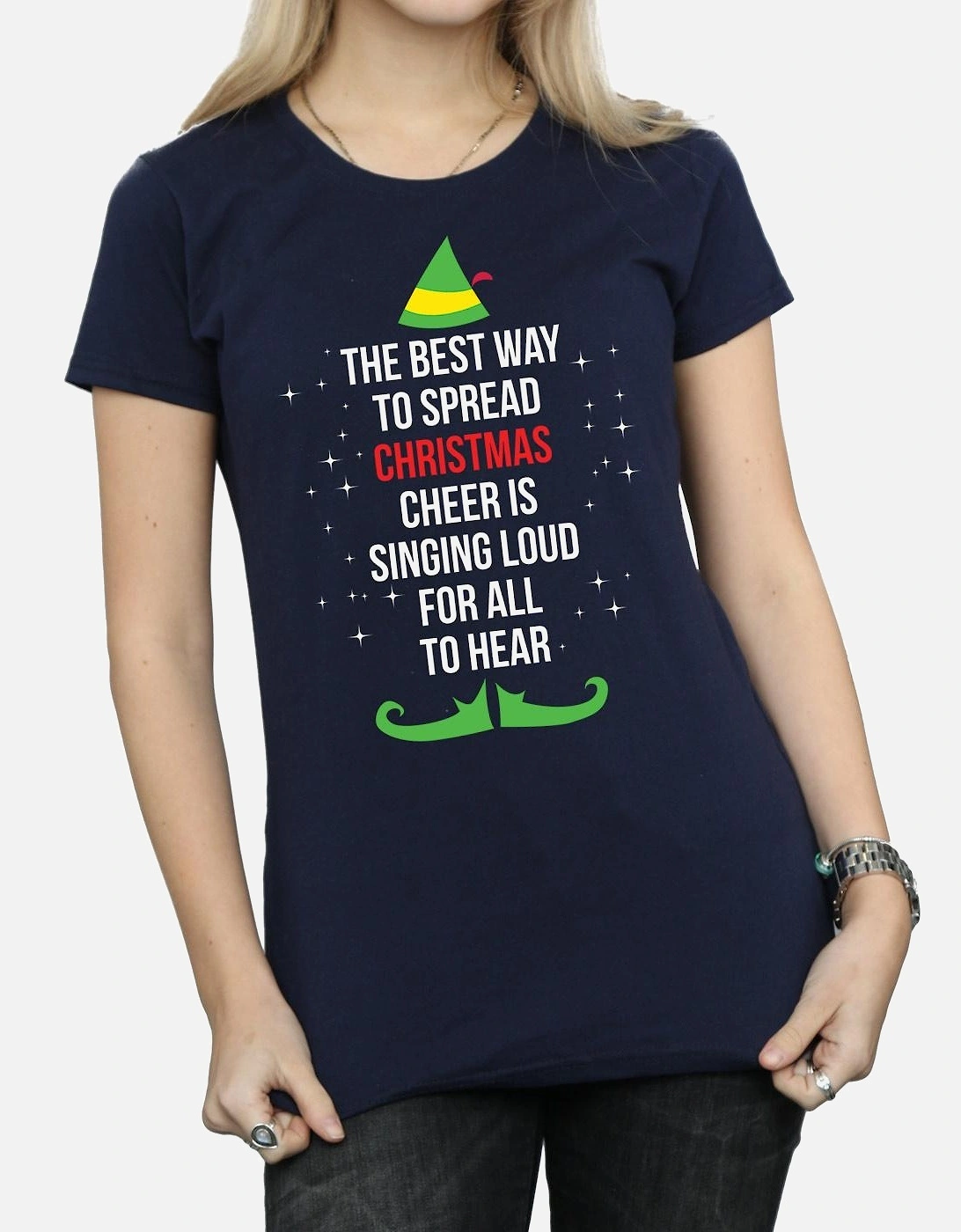 Womens/Ladies Christmas Cheer Text Cotton T-Shirt