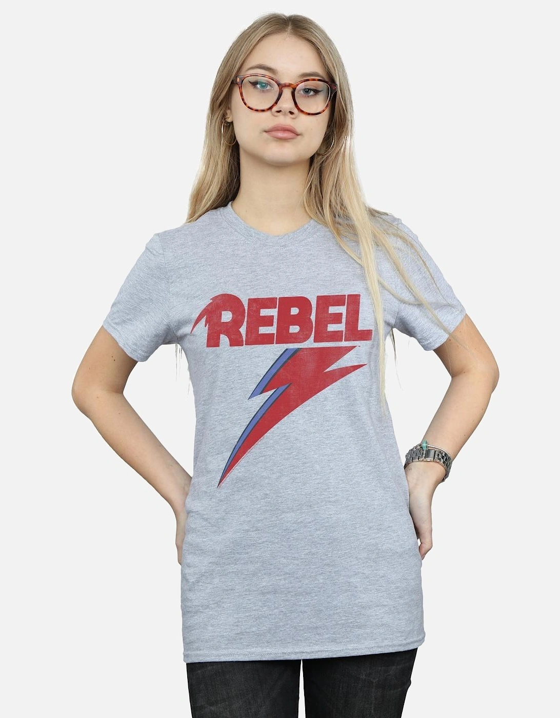 Womens/Ladies Distressed Rebel Cotton Boyfriend T-Shirt