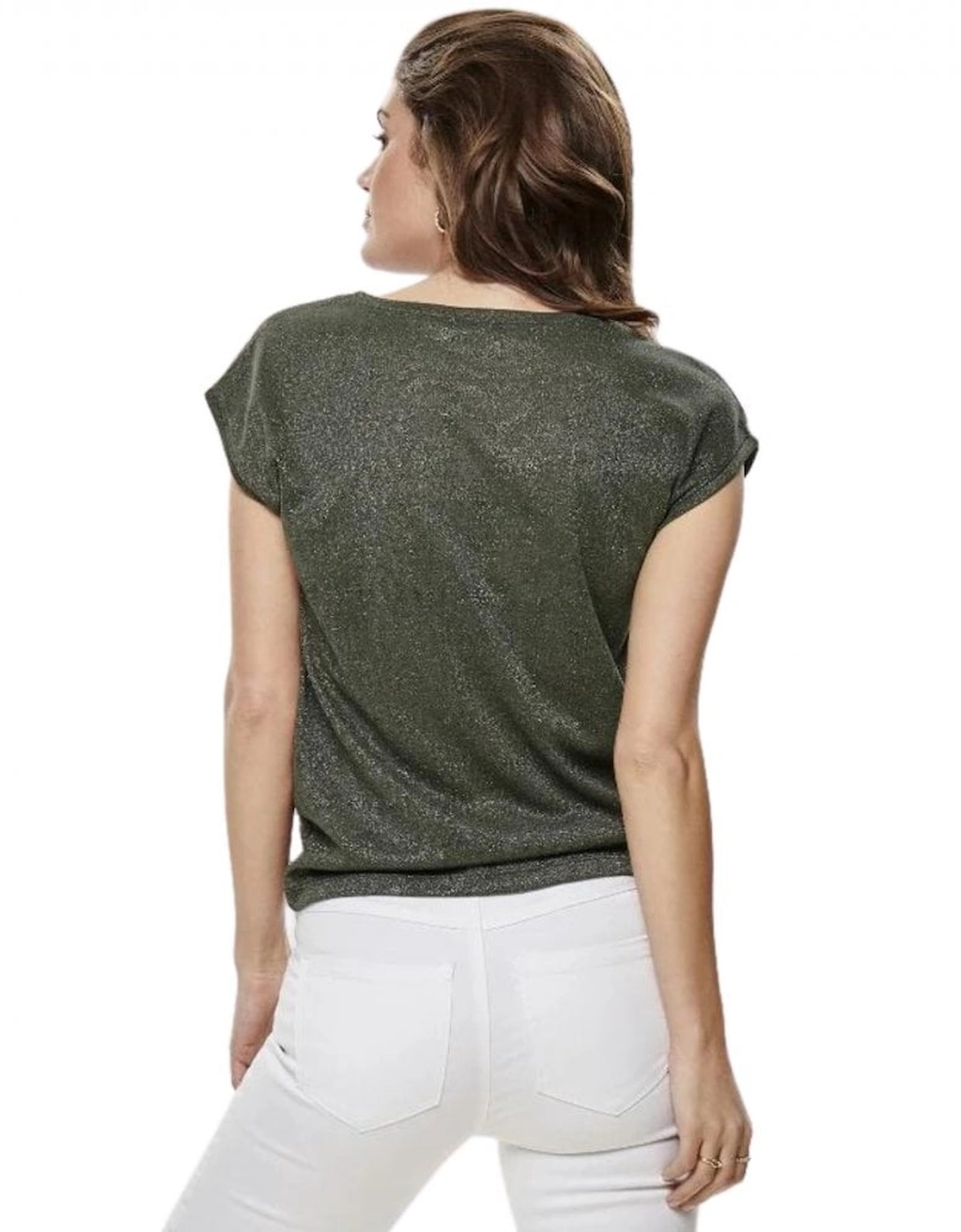 Silvery Loose Short Sleeved Top - Green