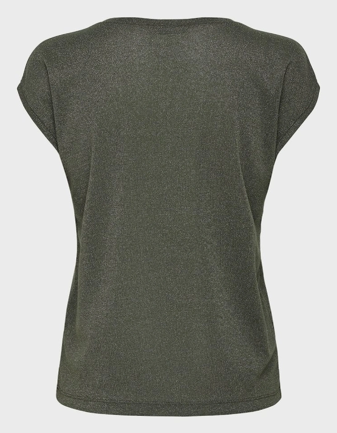 Silvery Loose Short Sleeved Top - Green