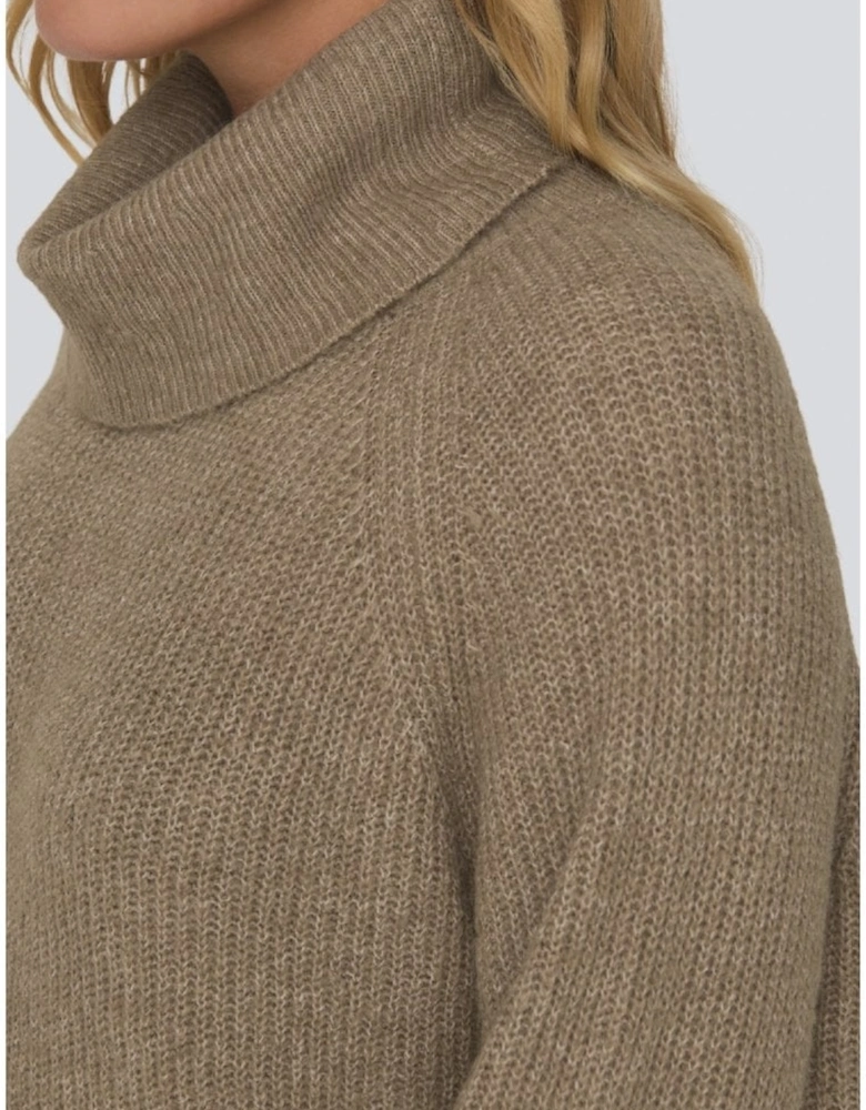 Brandie Roll Neck Knitted Dress - Pumice Stone