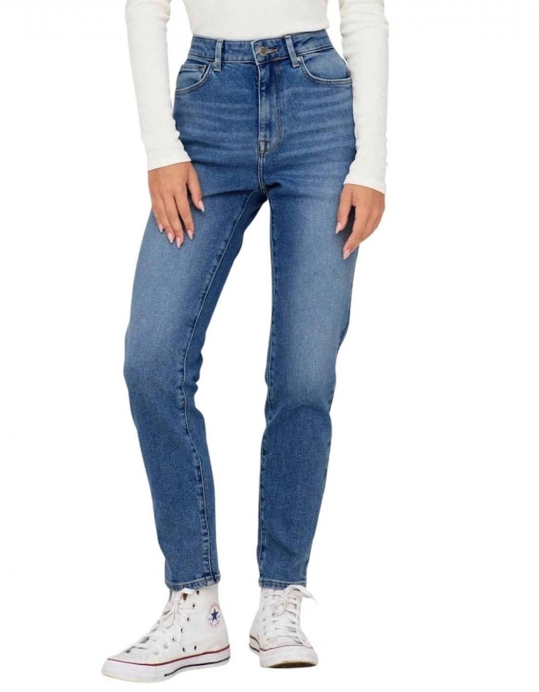 Emily Straight Fit High Waist Jeans - Medium Blue Denim, 9 of 8