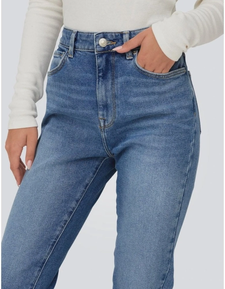 Emily Straight Fit High Waist Jeans - Medium Blue Denim