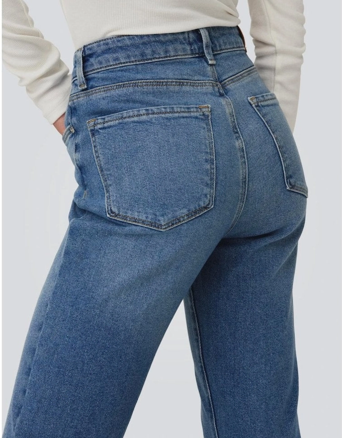 Emily Straight Fit High Waist Jeans - Medium Blue Denim