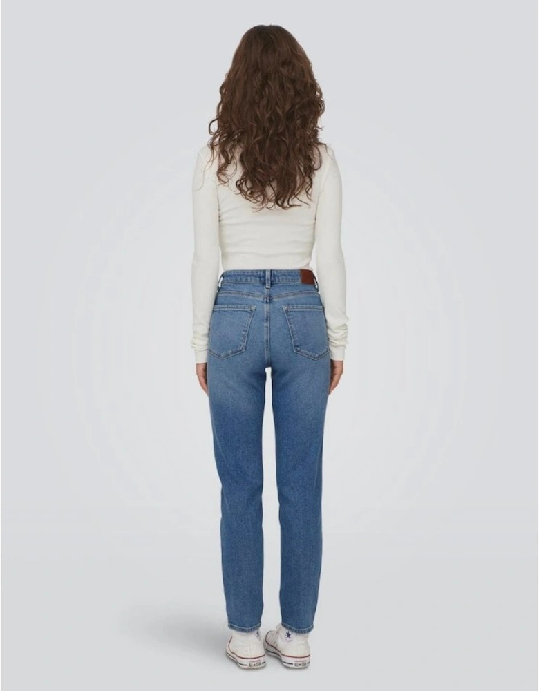 Emily Straight Fit High Waist Jeans - Medium Blue Denim