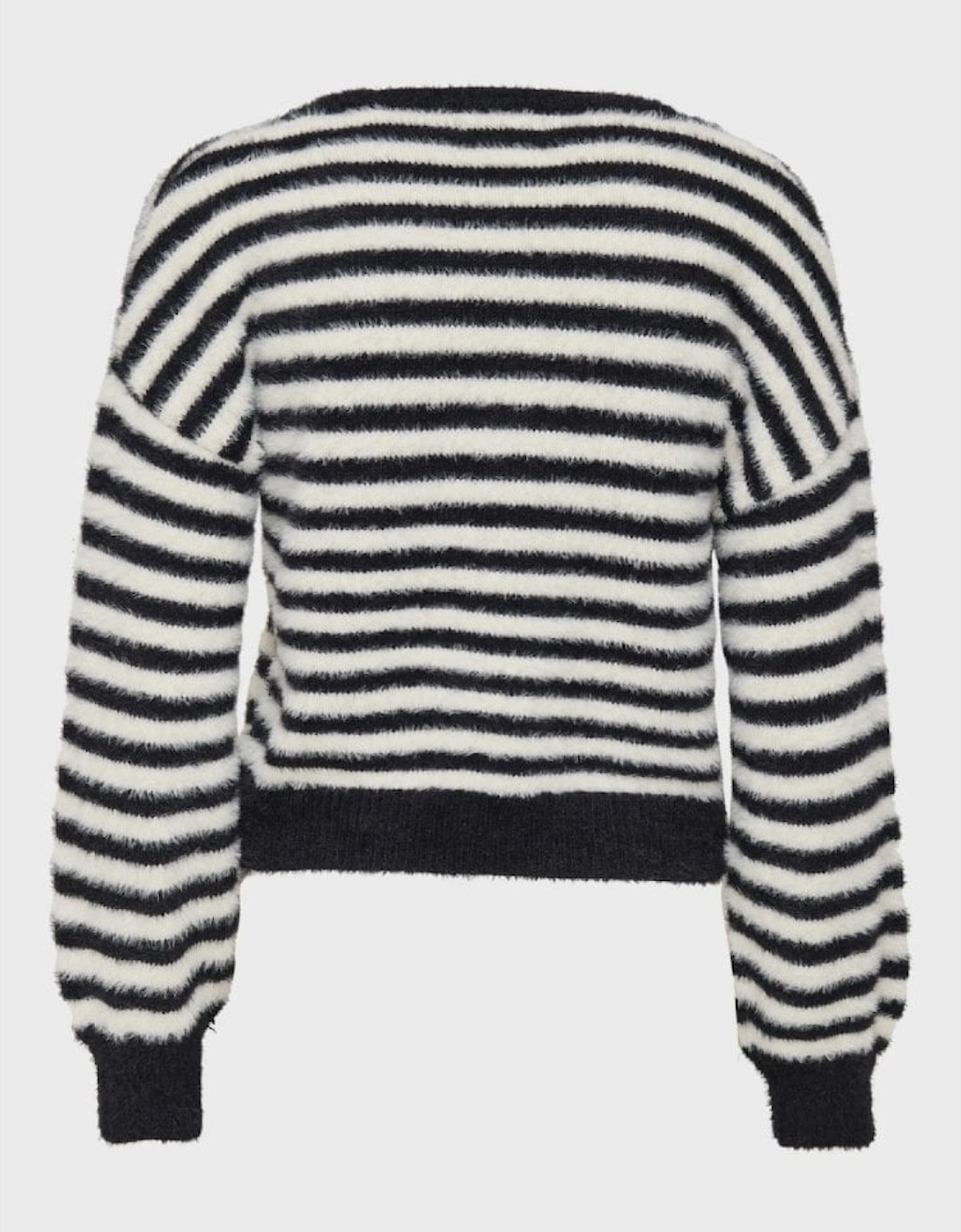 Piumo Short Knitted Stripe Pullover - Black/White