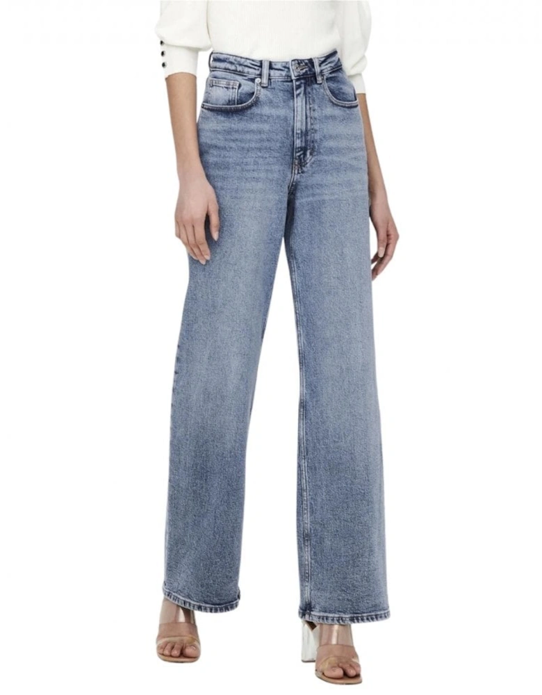 Juicy Life Wide High Waisted Jeans - Blue Denim