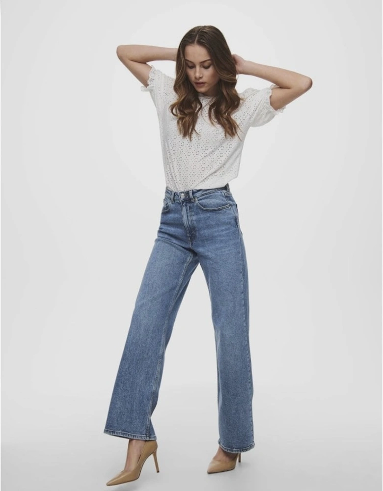 Juicy Life Wide High Waisted Jeans - Blue Denim