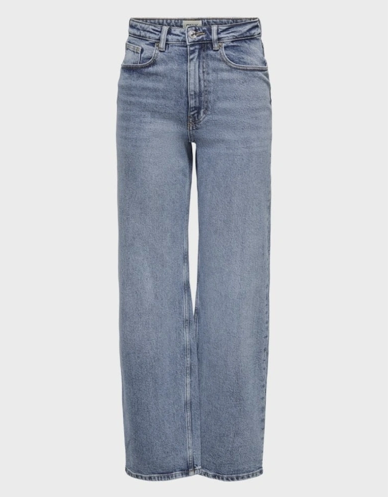 Juicy Life Wide High Waisted Jeans - Blue Denim