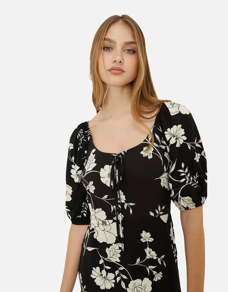 Womens/Ladies Floral Front Tie Midi Dress