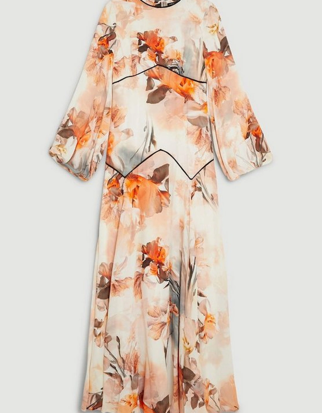 Blurred Floral Woven Column Maxi Dress