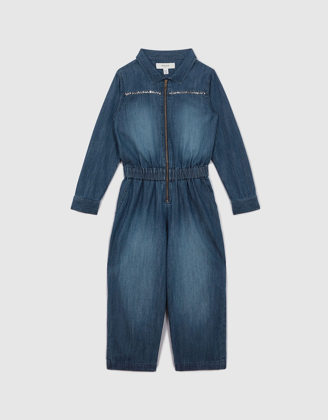 Elasticated Embellished Denim Jumpsuit, 2 of 1