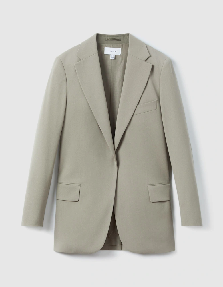 Wool Blend Single Breasted Suit Blazer