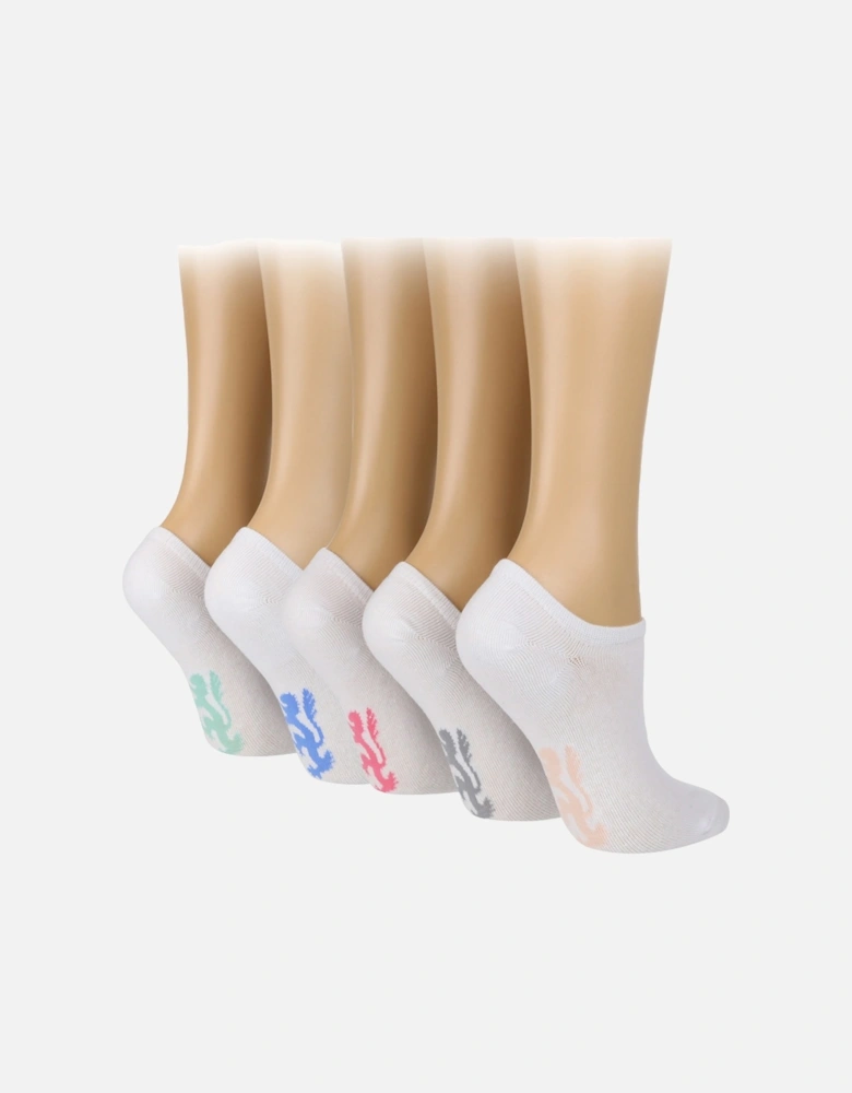 5 PAIR LADIES TRAINER SOCKS WITH LION ON SOLE