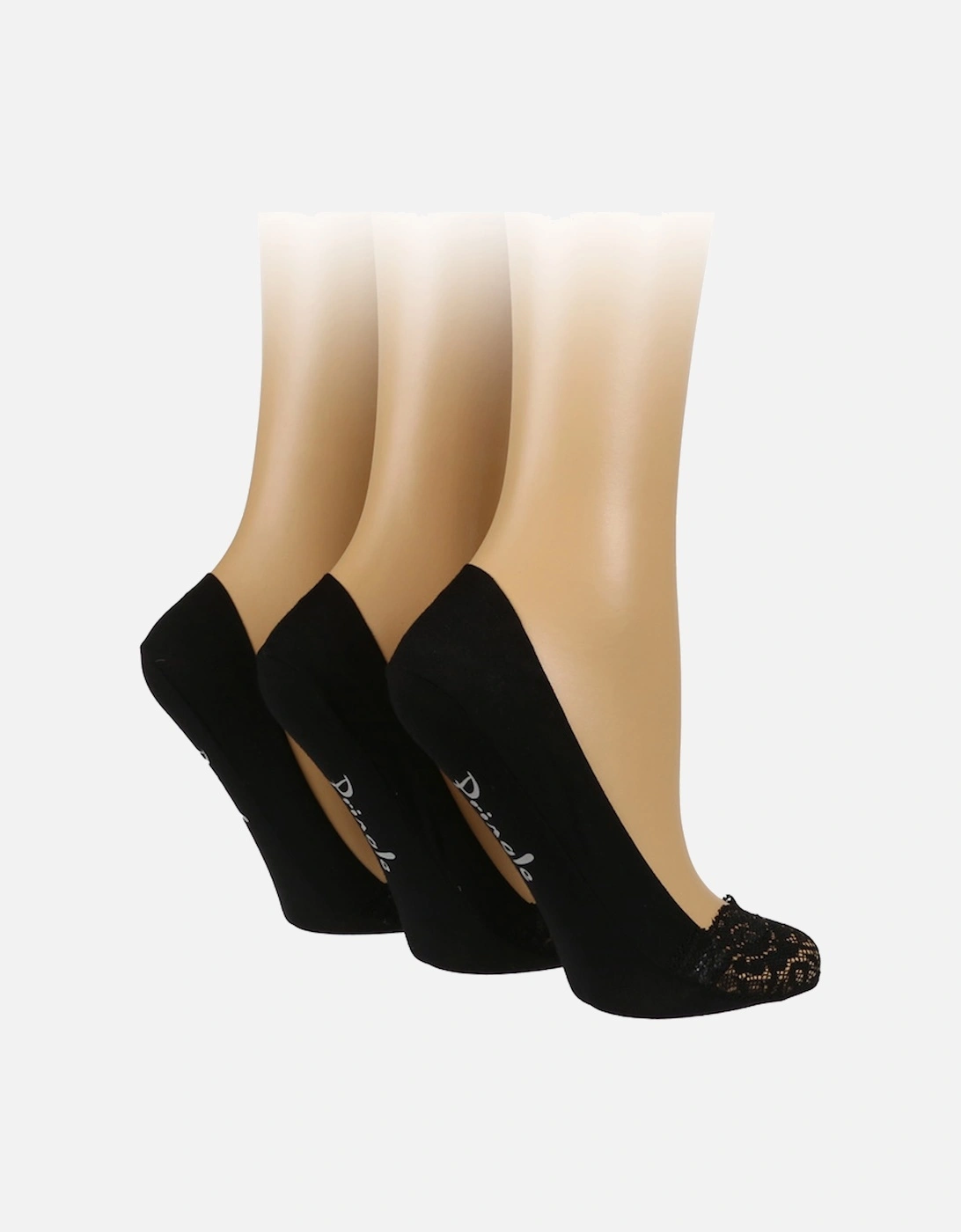 3 PAIR LADIES LOW CUT PED SOCKS WITH LACE TOE LASER CUT, 2 of 1