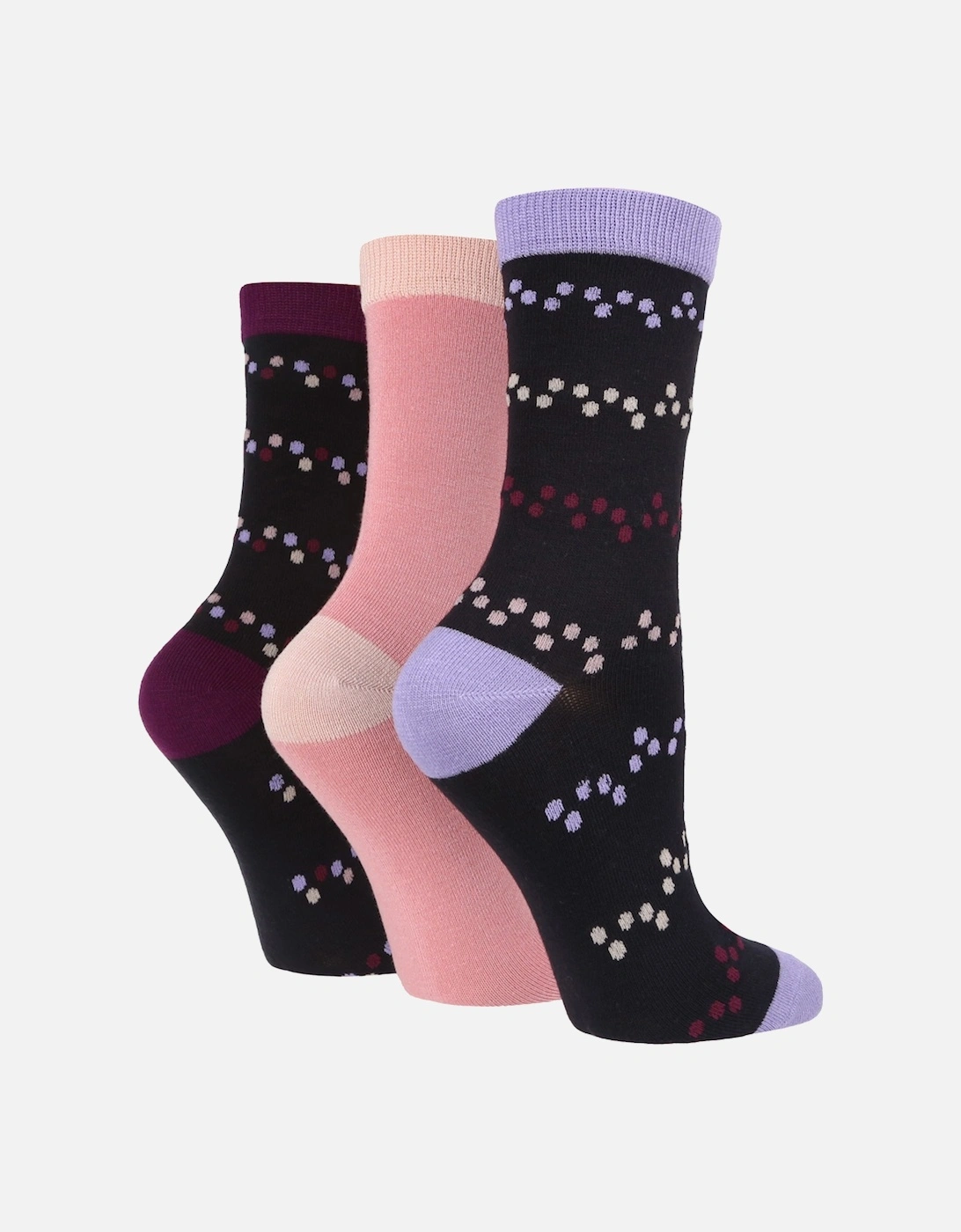 3 PAIR LADIES BAMBOO SPOTTED LINES SOCKS, 2 of 1