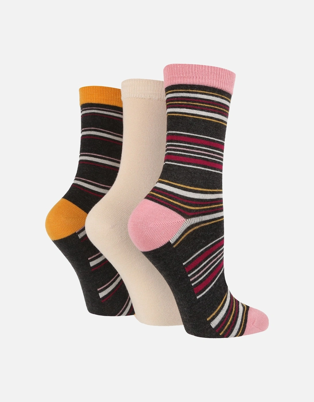 3 PAIR LADIES BAMBOO STRIPED SOCKS, 2 of 1