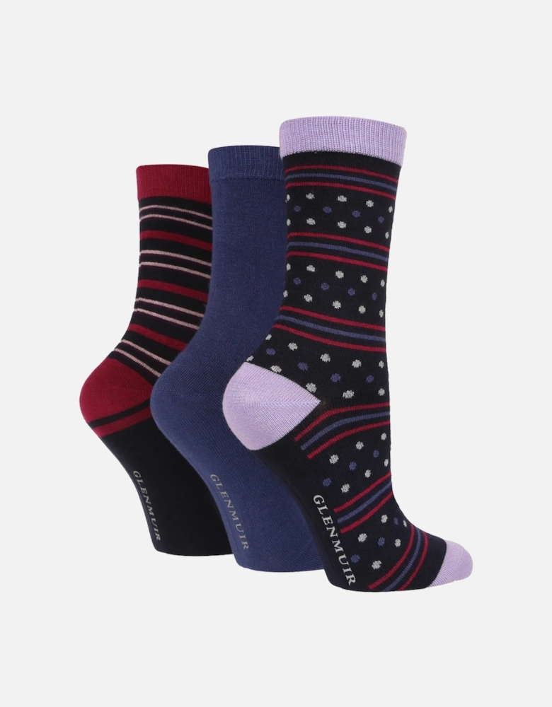 3 PAIR LADIES BAMBOO SPOTS AND STRIPES SOCKS