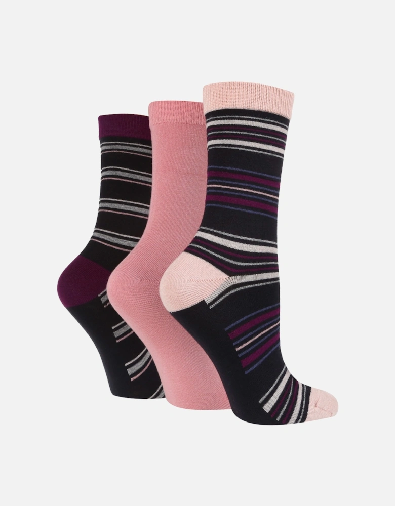 3 PAIR LADIES BAMBOO STRIPED SOCKS