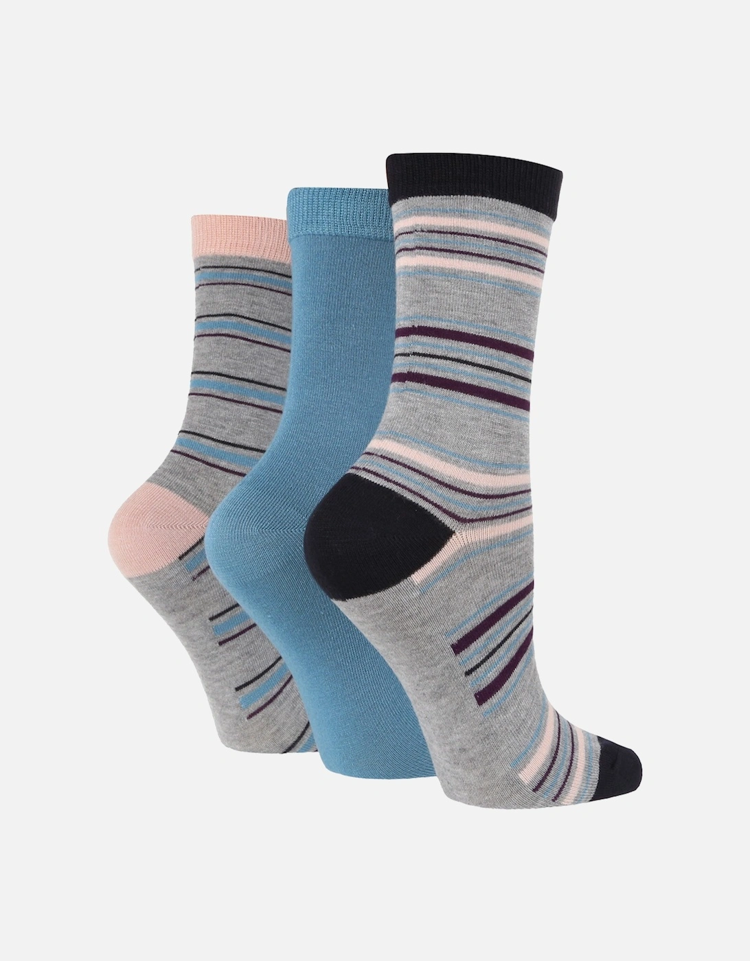 3 PAIR LADIES BAMBOO STRIPED SOCKS, 2 of 1