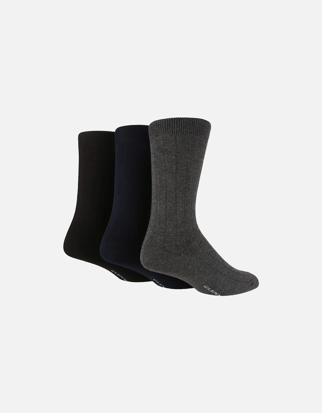 3 PAIR MENS BAMBOO PLAIN RIBBED SOCKS, 2 of 1