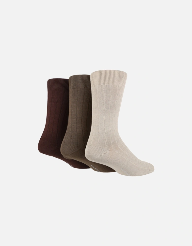 3 PAIR MENS BAMBOO PLAIN RIBBED SOCKS