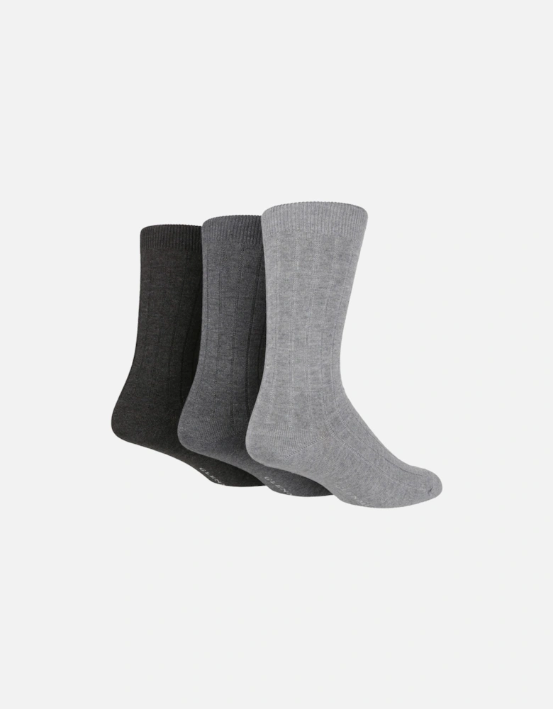 3 PAIR MENS BAMBOO PLAIN RIBBED SOCKS