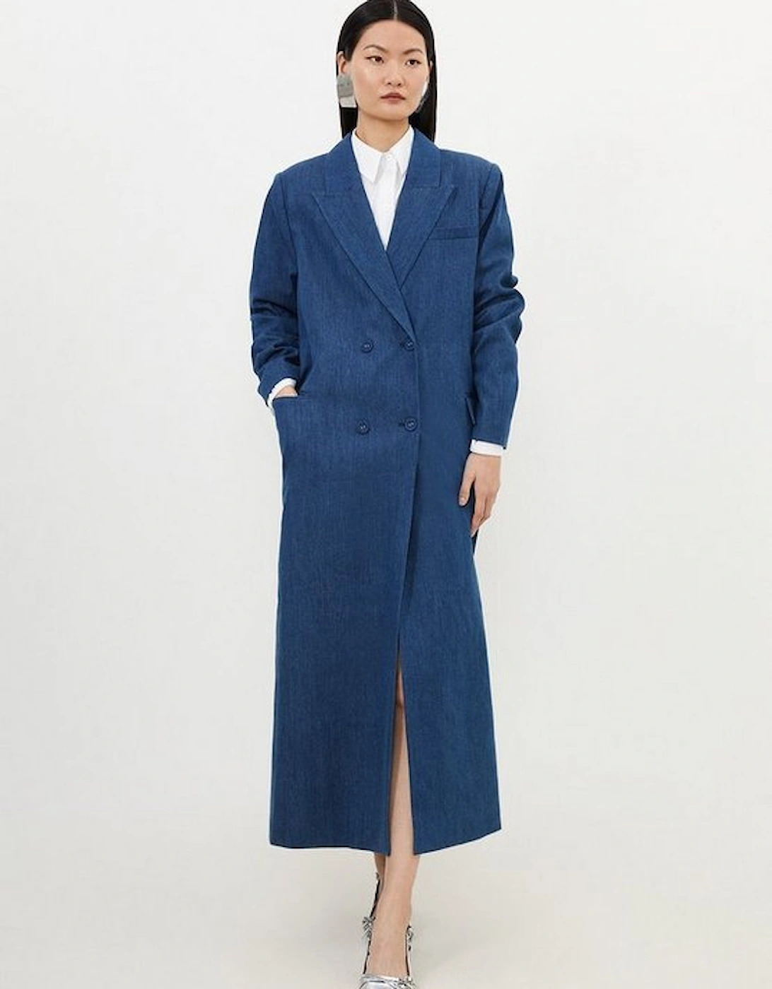 Denim Double Breasted Maxi Coat, 5 of 4