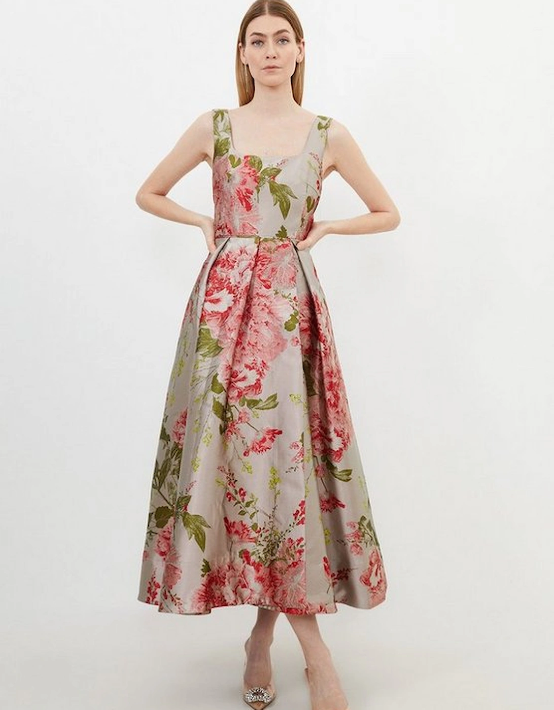 Vintage Floral Print Prom Woven Maxi Dress, 5 of 4