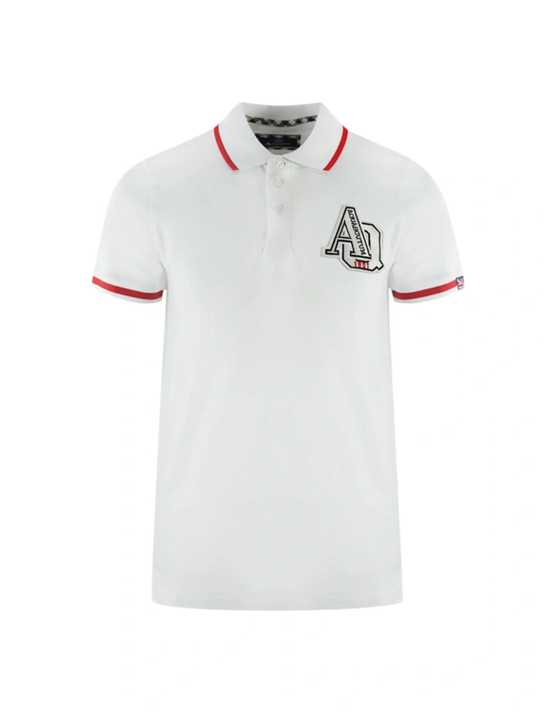 AQ 1851 Embroidered Tipped White Polo Shirt