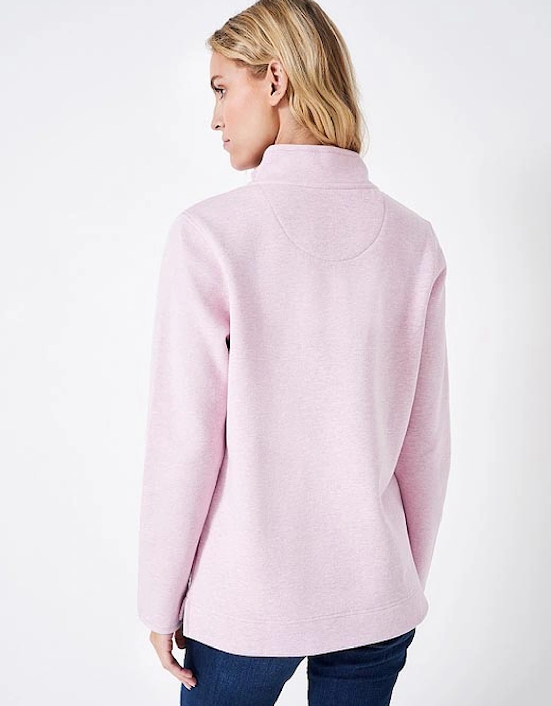 Women's Half Button Sweatshirt Pink