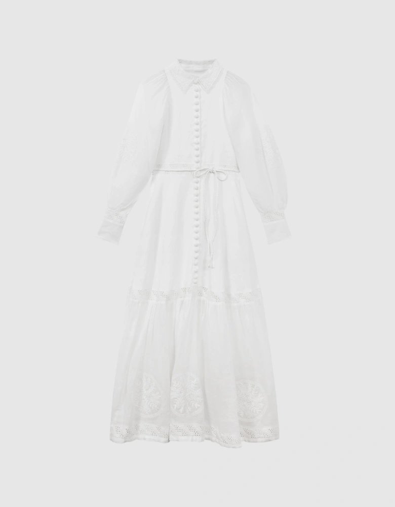 Joslin Linen Blouson Sleeve Maxi Dress
