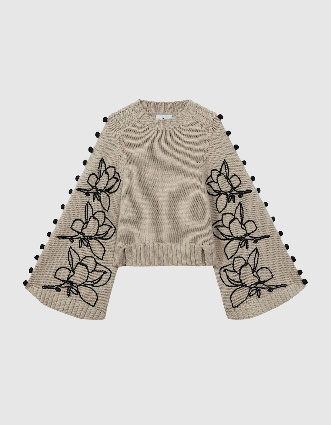 Joslin Wool Cropped Embroidered Jumper, 2 of 1