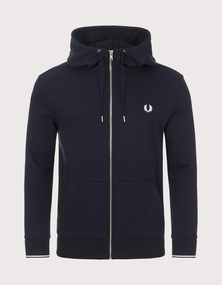 Zip Through Contrast Tipped Hoodie