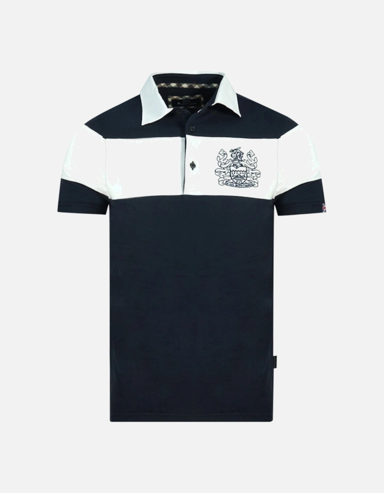 Colour Block Aldis Crest Chest Logo Navy Blue Polo Shirt