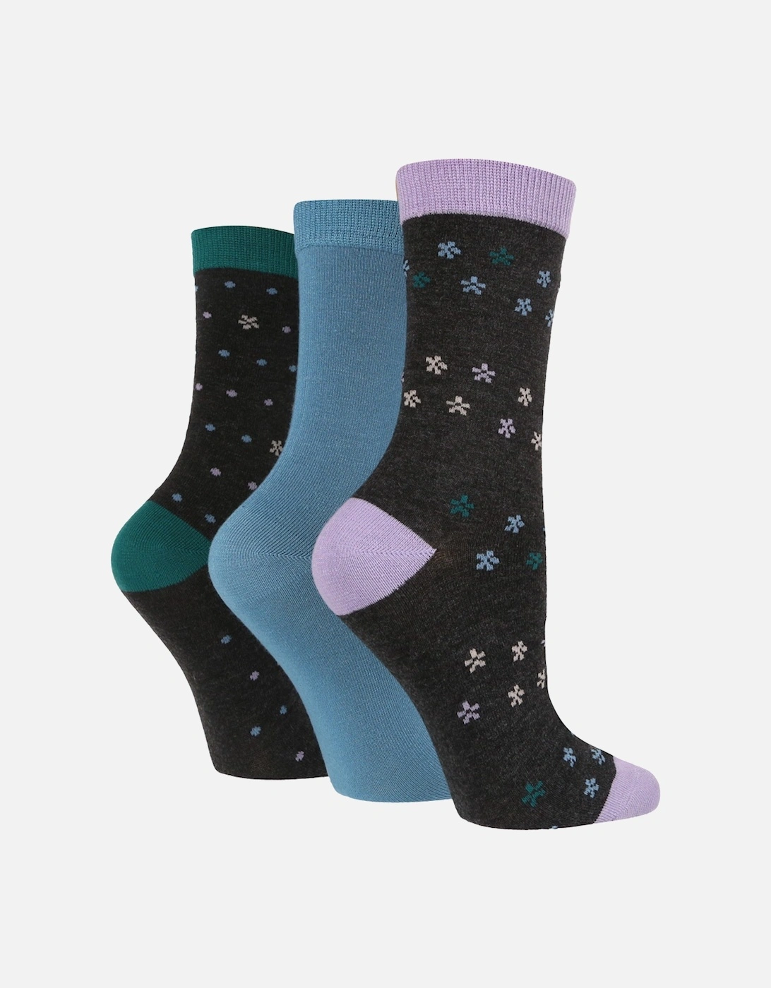 3 PAIR LADIES BAMBOO SMALL FLOWER SOCKS, 2 of 1