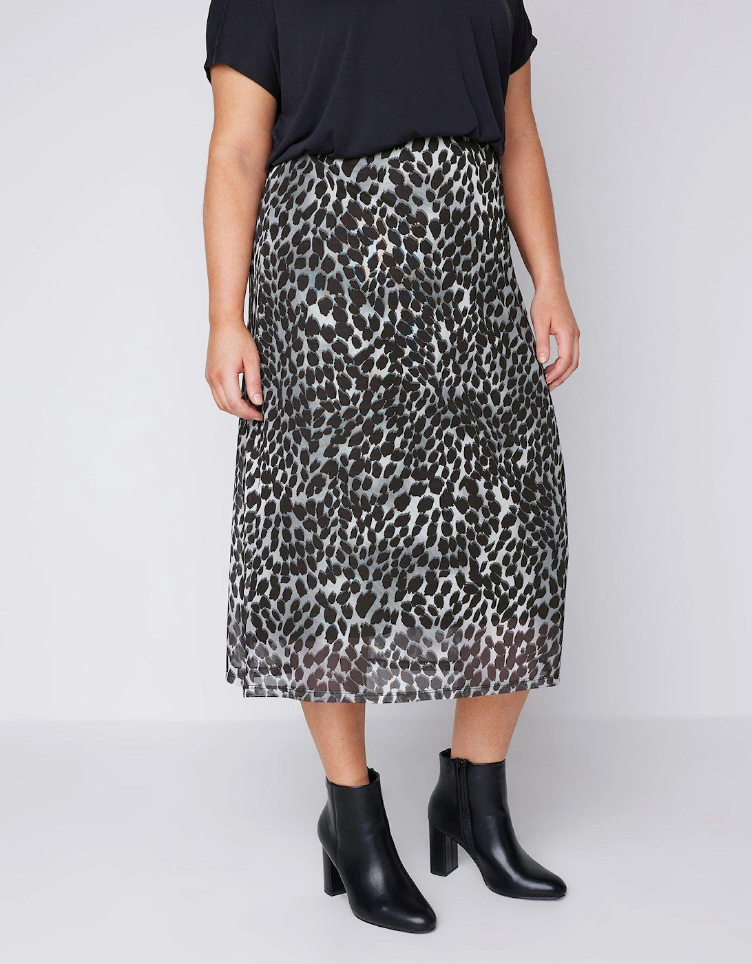 All Over Animal Print Mesh Skirt - Grey, 2 of 1