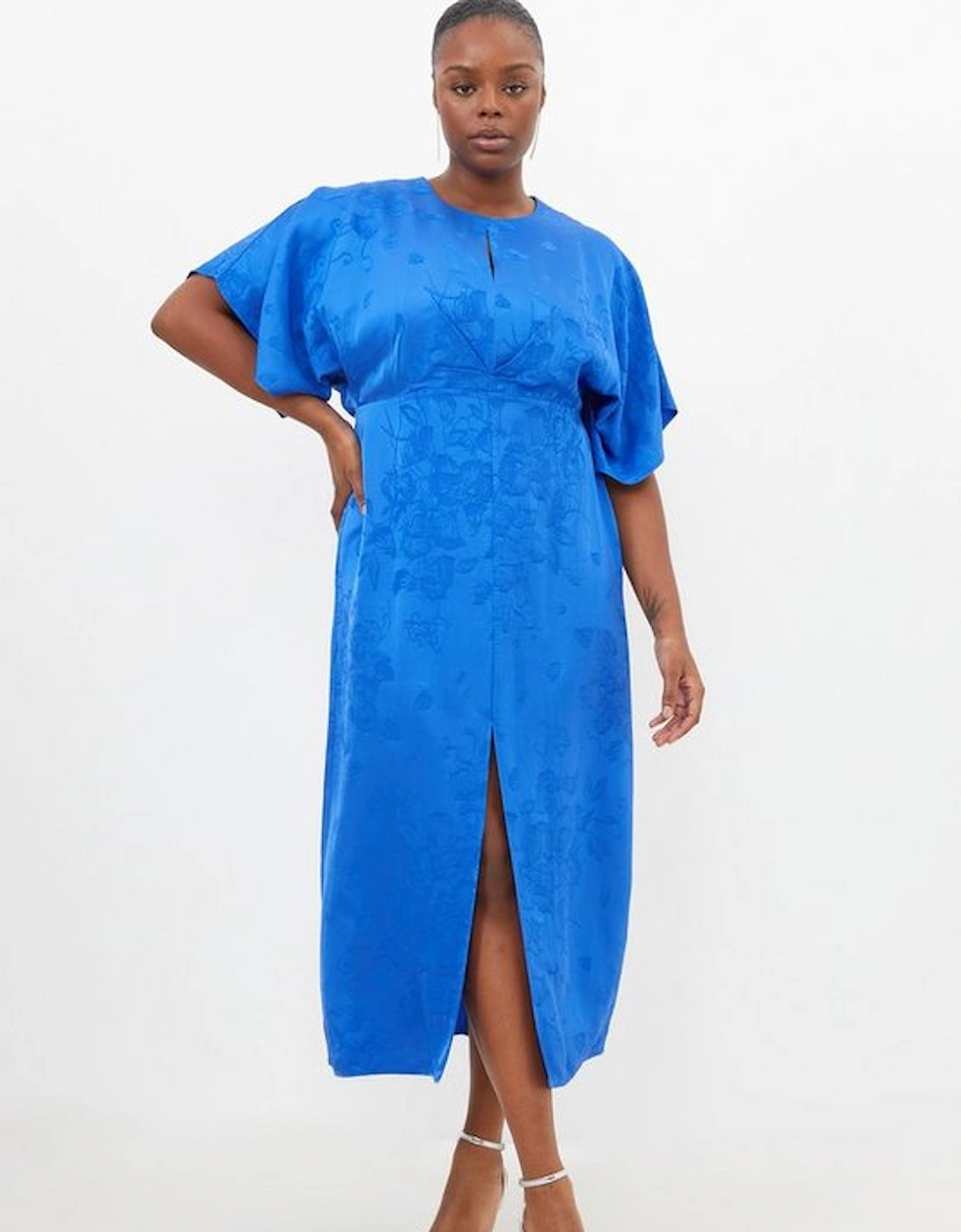 Plus Size Premium Jacquard Woven Midaxi Sleeve Dress, 5 of 4